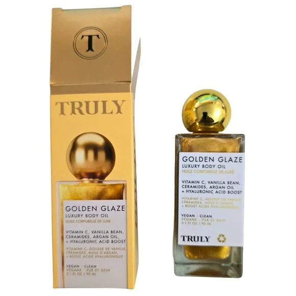 TRULY Golden Glaze Luxury Body Oil NEW Beauty Moisturizer Vitamin C Glitter - Picture 4 of 10